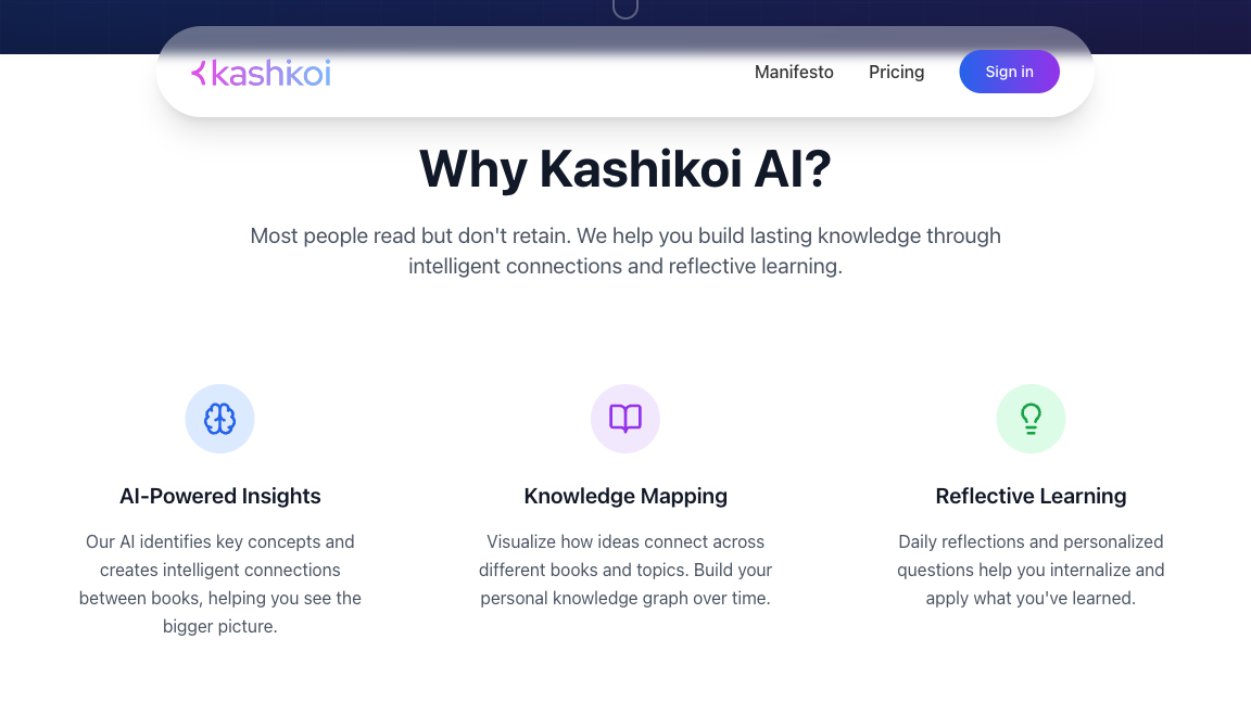 KashiKoi.ai — AI-powered insights and reflective learning features
